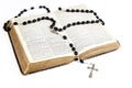 Rosary beads, cross and Bible Royalty Free Stock Photo