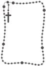 Rosary beads frame with copyspace for text. Chain and cross. Religion Christian catholic symbol. Vector silhouette Royalty Free Stock Photo