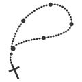 Rosary beads silhouette. Prayer jewelry for meditation. Catholic chaplet with a cross. Religion symbol. Vector Royalty Free Stock Photo