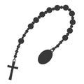 Rosary beads silhouette. Prayer jewelry for meditation. Catholic chaplet with a cross. Religion symbol. Vector Royalty Free Stock Photo