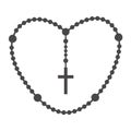 Rosary beads silhouette. Prayer jewelry for meditation. Catholic chaplet with a cross. Religion symbol. Vector Royalty Free Stock Photo