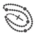 Rosary beads silhouette. Prayer jewelry for meditation. Catholic chaplet with a cross. Religion symbol. Vector Royalty Free Stock Photo