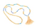 rosary beads, wooden and moonstone