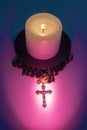 Rosary and Candle Royalty Free Stock Photo