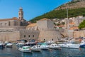 Rosary Church of the Dominican Monastery in Dubrovnik viewed from the old port, Croatia Royalty Free Stock Photo