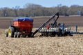 ROSCOE, ILLINOIS - APRIL 26,2020: Kinze planter being loaded with corn for planting Royalty Free Stock Photo