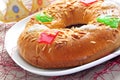 Roscon de reyes, spanish three kings cake Royalty Free Stock Photo