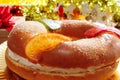 Roscon de reyes, spanish three kings cake Royalty Free Stock Photo