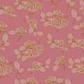 Pink rose seamless pattern with vintage look.