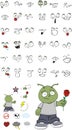 Rose alien kid cartoon expressions set Royalty Free Stock Photo