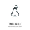 Rose apple outline vector icon. Thin line black rose apple icon, flat vector simple element illustration from editable fruits Royalty Free Stock Photo