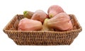 Rose Apple on rattan basket isolated on white background with clipping path Royalty Free Stock Photo