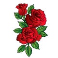 Rose hart vector flower Red cartoon illustration vintage