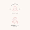 Rose beautiful love logo template. luxury illustration brand cosmetic, boutique, spa