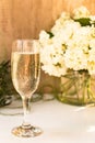 Rose blush wine in glasses. Bottle of rose wine with flowers on background. Prosecco Royalty Free Stock Photo