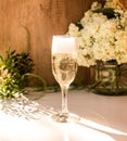 Rose blush wine in glasses. Bottle of rose wine with flowers on background. Prosecco Royalty Free Stock Photo