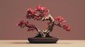 Rose Bonsai Tree: Minimalist 3d Rendering For Stunning Desktop Wallpaper Royalty Free Stock Photo