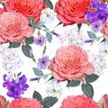 Rose bouquet beautiful nature seamless pattern