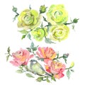 Rose bouquet floral botanical flowers. Watercolor background illustration set. Isolated bouquets illustration element. Royalty Free Stock Photo