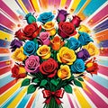 Rose bouquet flower excitement explosion colorful background