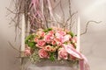 Rose bouquet with pink bow