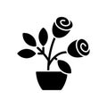 Rose bushes black glyph icon