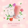 Rose Candle Ads Banner Concept Poster Card. Vector