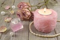 Rose candle with pink perfume Royalty Free Stock Photo