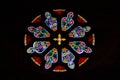 Rose church window with Stained glass Royalty Free Stock Photo