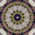 Rose circle mandala in deep blue and light yellow and white