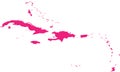 ROSE CMYK color map of CARIBBEAN ISLANDS Royalty Free Stock Photo