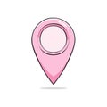 Rose colored map pin icon pointing a location navigation mark for gps tracking and direction finding vector illustration Royalty Free Stock Photo