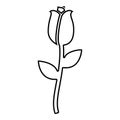 Rose contour outline icon black color vector illustration flat style image