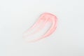 Rose cosmetic gel face mask, cream, shampoo, lip gloss texture. Transparent skincare cream blob smear on white background.