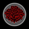 Rose with decorative circle Illustration.