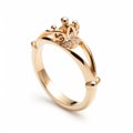 Rose Design Gold Crown Ring With Diamond - Patricia Piccinini Inspired