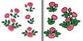 Rose Embroidery Patches Set for stickers and prints