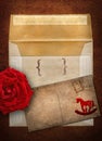 Rose, envelope and card