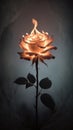 A rose on fire glowing intensely without burning the petals Royalty Free Stock Photo