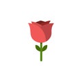 Rose. Flat color icon. Flower vector illustration