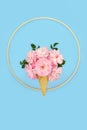 Rose Flower Bizarre Ice Cream Cone Minimal Design
