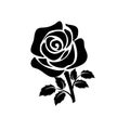 Rose flower black silhouette isolated