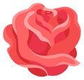 Rose flower. Cartoon red blooming decorative element
