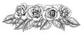 Rose Flower Design Woodcut Vintage Retro Style