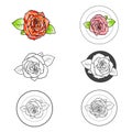 Rose Flower Different Logo Design Set