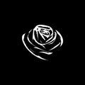 Rose flower dotwork tattoo with dots shading, depth illusion, tippling tattoo. Hand drawing white emblem on black Royalty Free Stock Photo