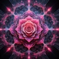 rose flower fractal zen stylized, pink on dark background