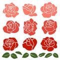 Rose flower icon set - Vector illustration Royalty Free Stock Photo