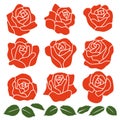 Rose flower icon set - Vector illustration