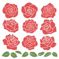 Rose flower icon set - Vector illustration Royalty Free Stock Photo